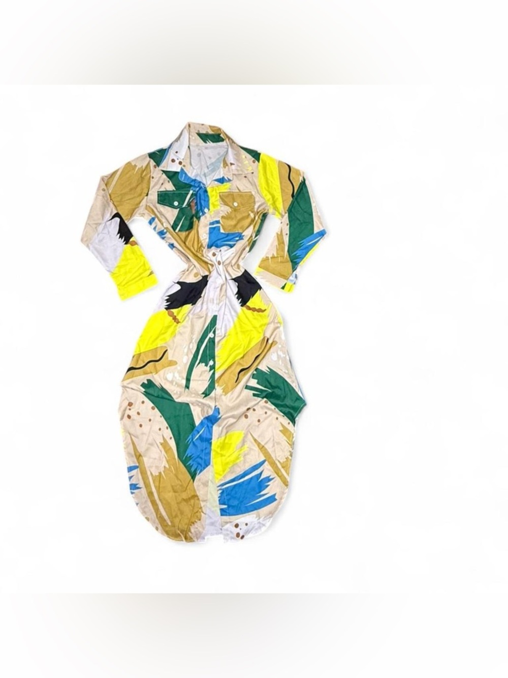 Stylish Multicolor Long Sleeve Shirt Dress